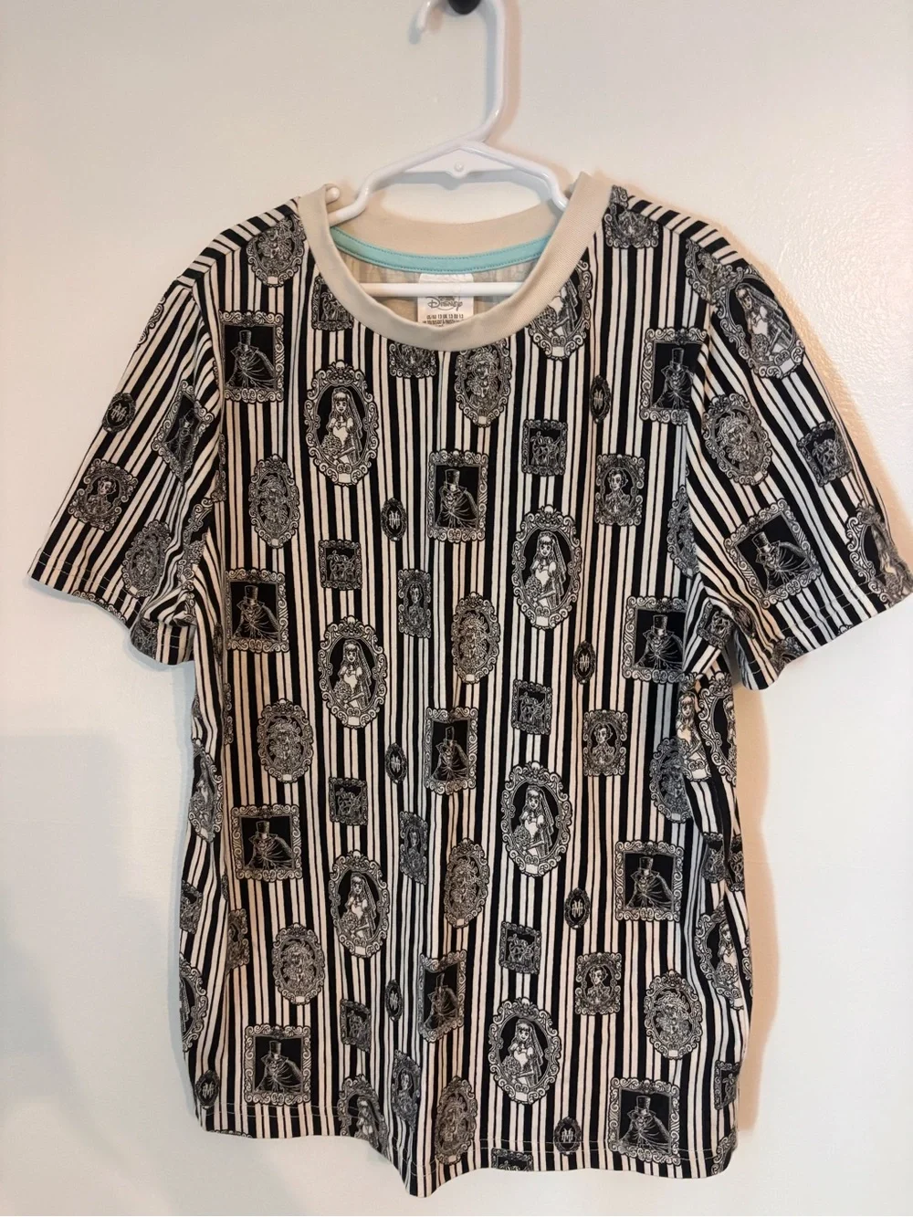 Disney Black & Cream Haunted Mansion  Graphic Striped Tee size 13